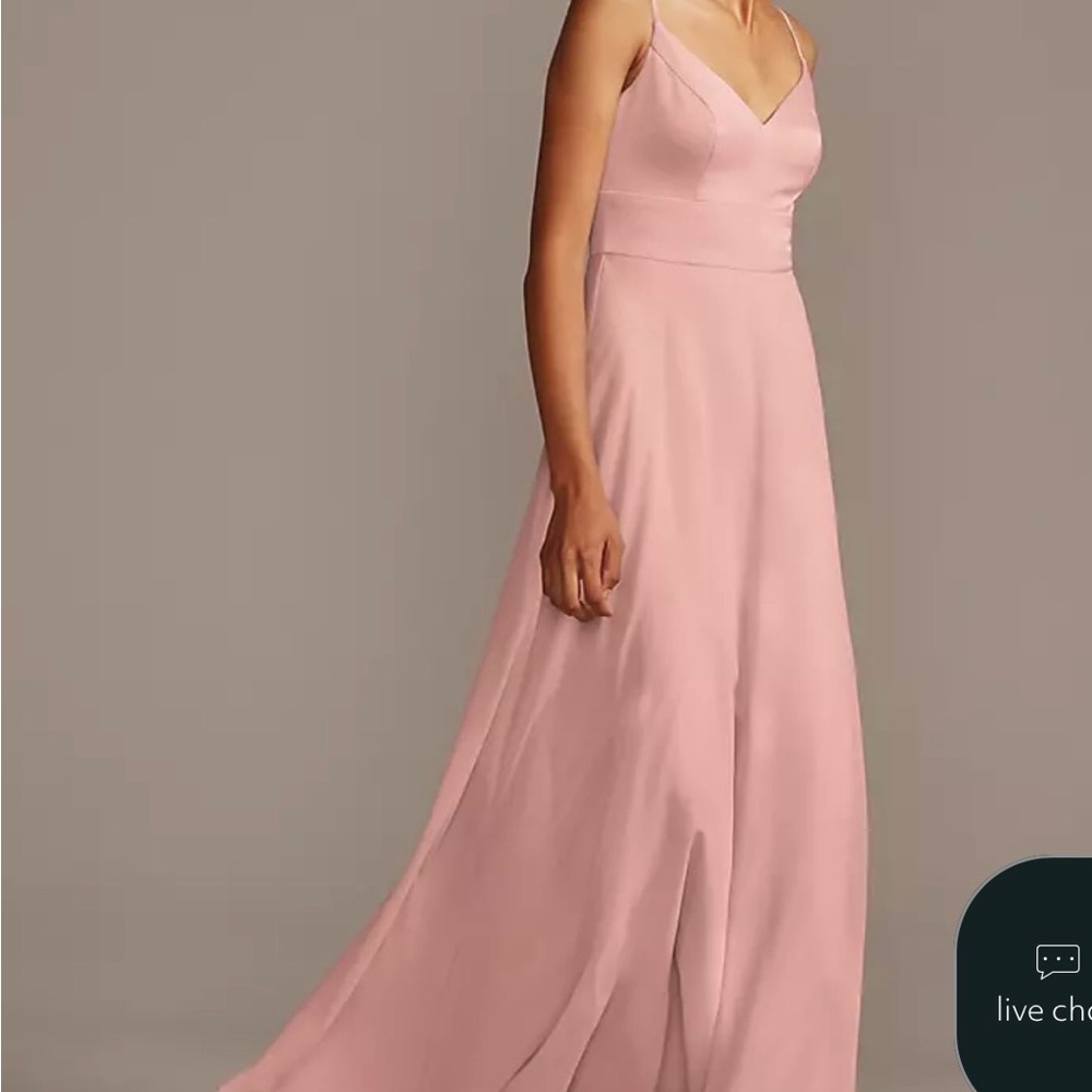 David's Bridal Blush V-Neck Spaghetti-Strap Maxi Dress